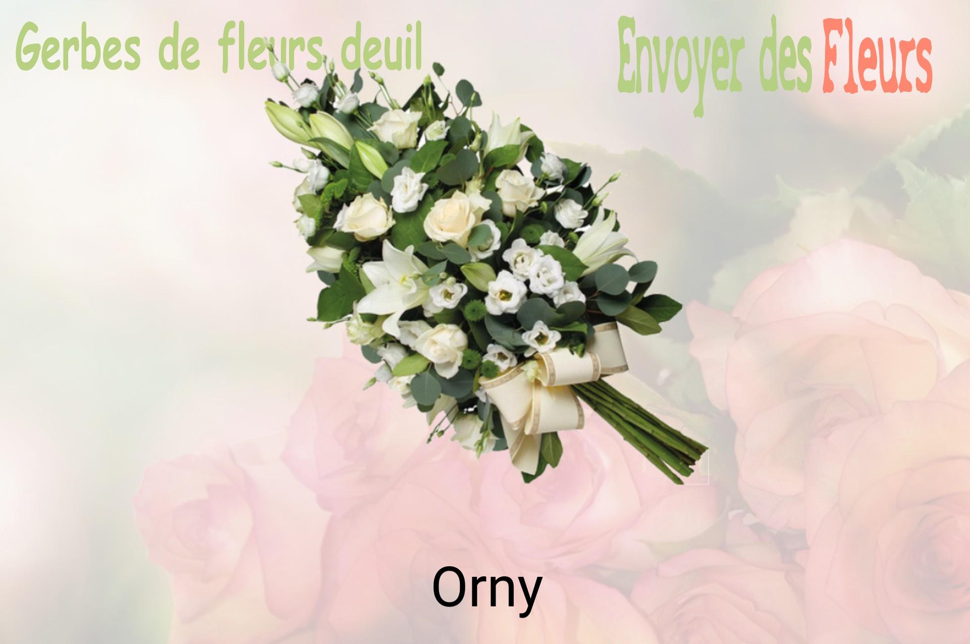 Gerbe de fleurs de deuil livrée à Orny